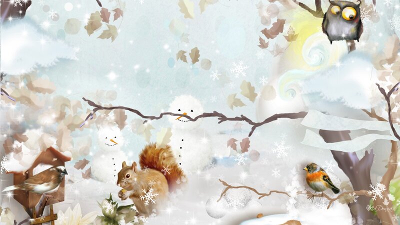 Squirrel in Winter Scene