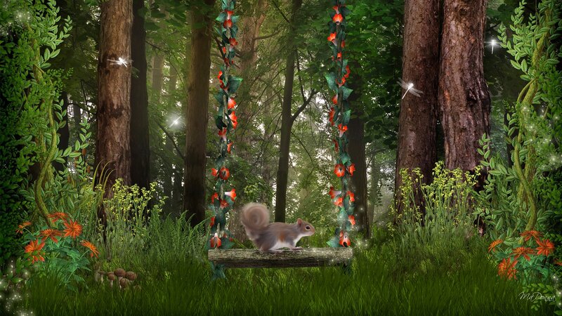 Squirrel on a Swing