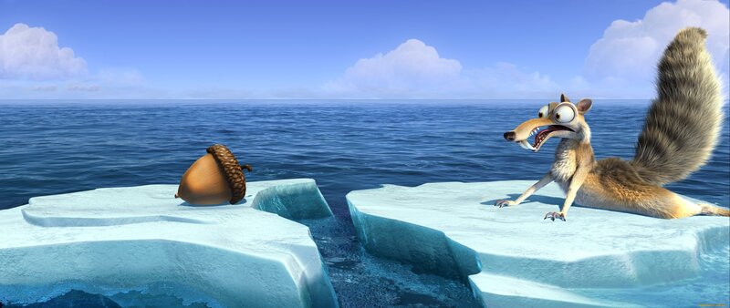 Squirrel on Ice Floe — Blue, Calm