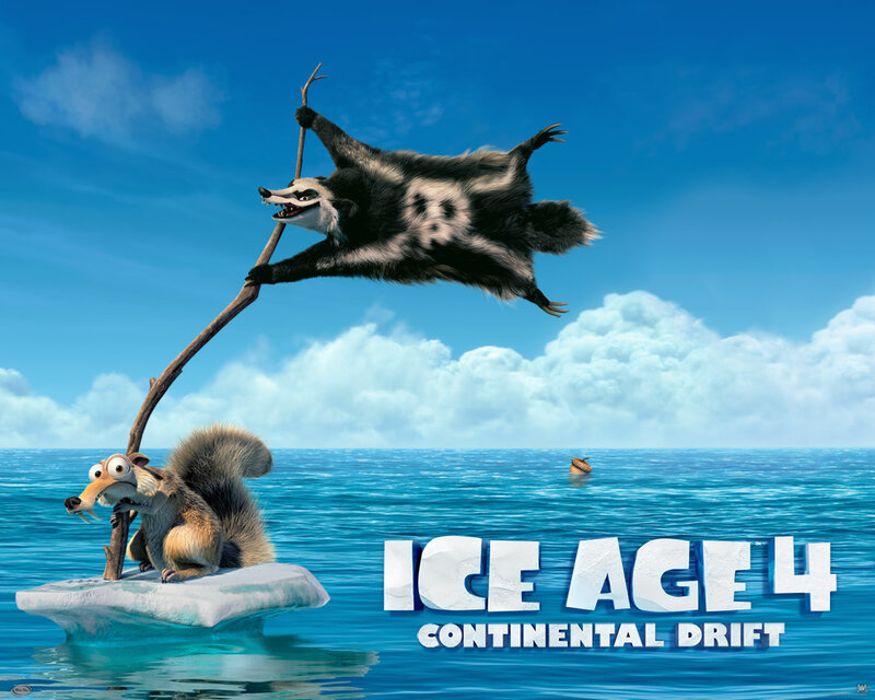 Squirrel on Ice Floe — Blue, Comical