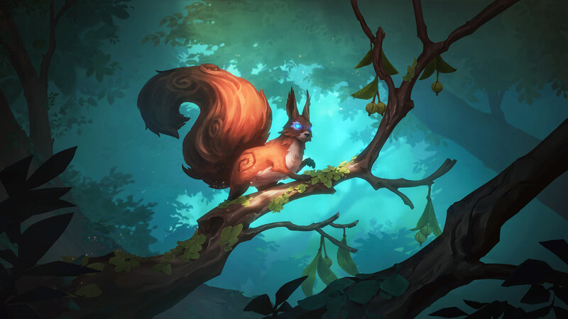 Squirrel on Tree Branch — Green, Serene, Night