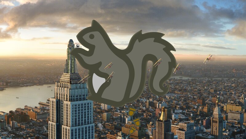 Squirrel Silhouette over City