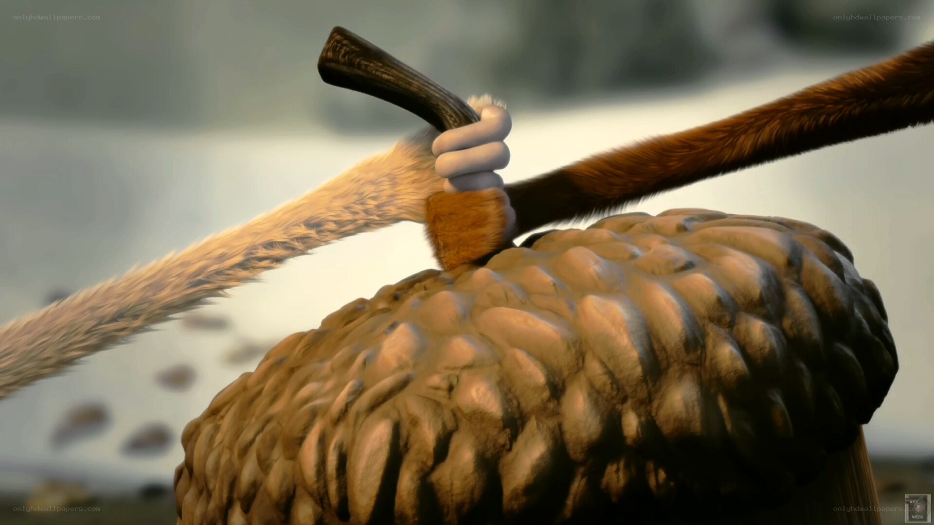 squirrel using acorn as hammer