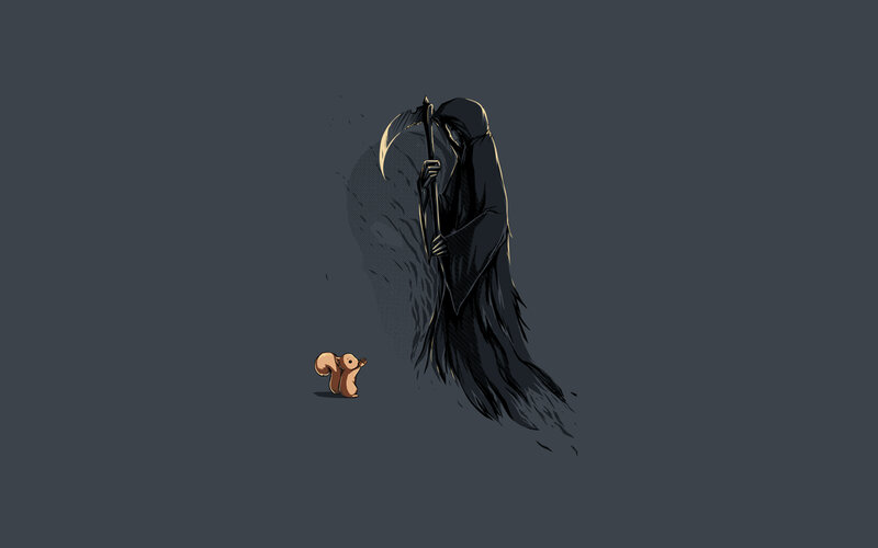 Squirrel vs. grim reaper