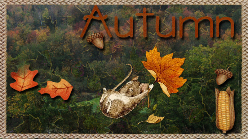Squirrel with Autumn Leaves