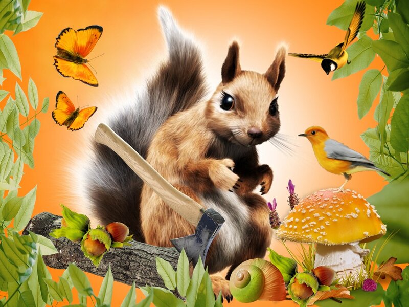 Squirrel with Axe