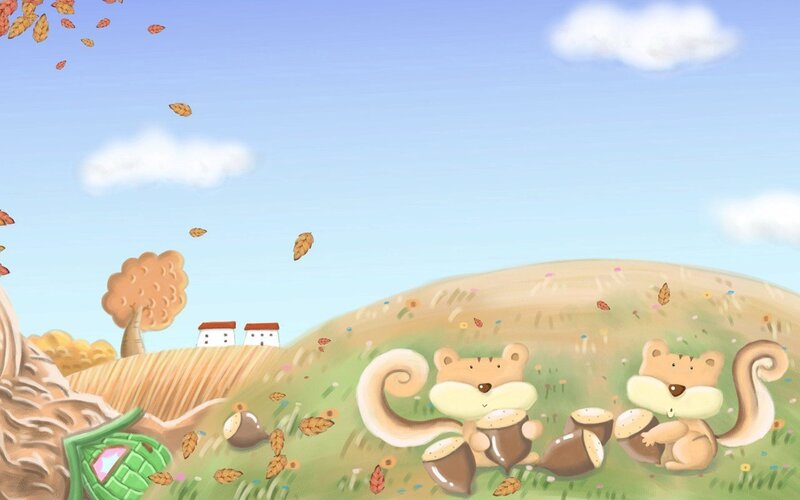 Squirrels in autumn field