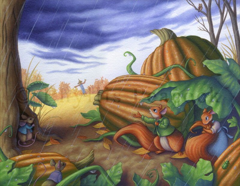 Squirrels in Pumpkin Patch
