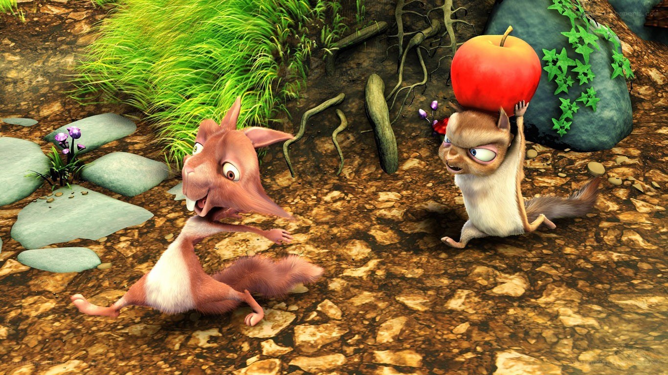 Squirrels with an apple