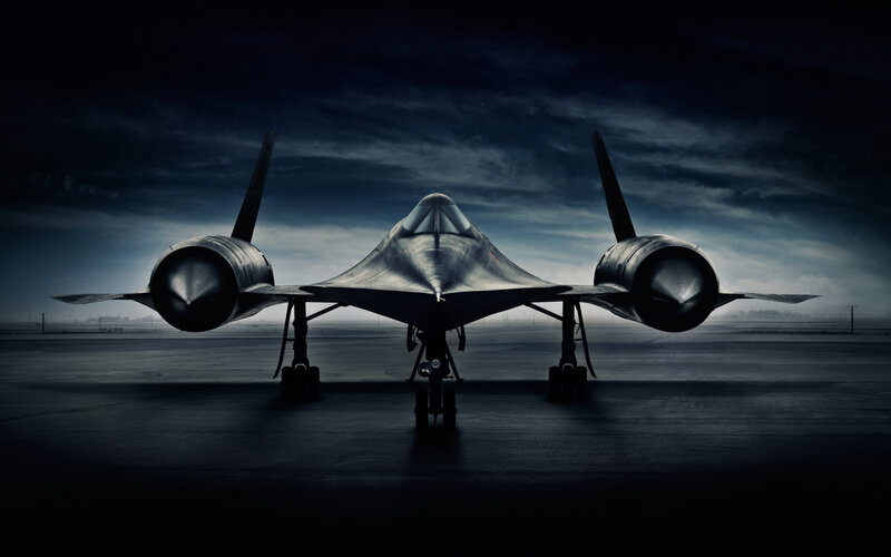 SR-71 Blackbird Aircraft — Black, Dramatic, Night