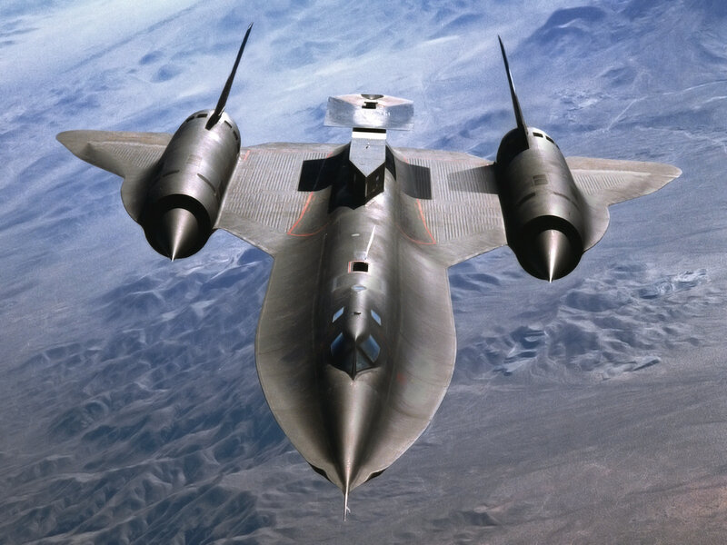 SR-71 Blackbird Aircraft — Gray, Dramatic, Photograph, Sky, Desert