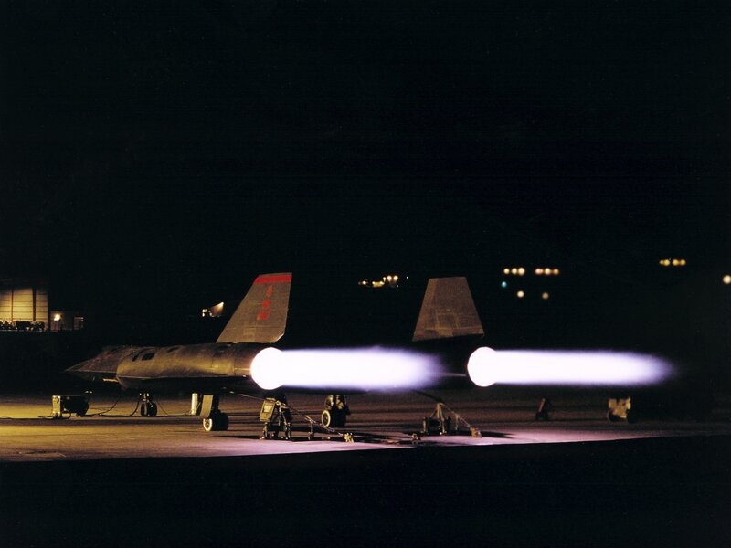 SR-71 Blackbird at night