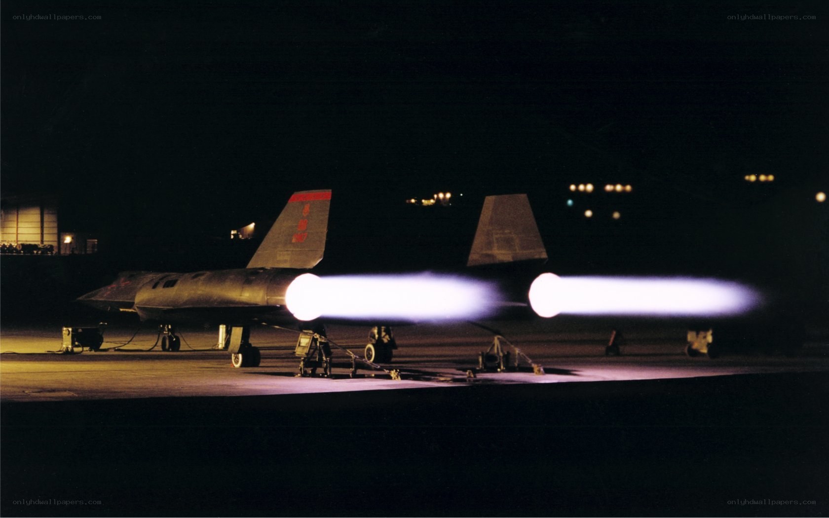 SR-71 Blackbird at night