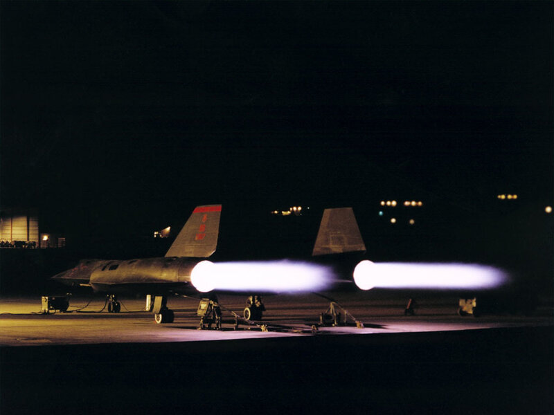 SR-71 Blackbird at night