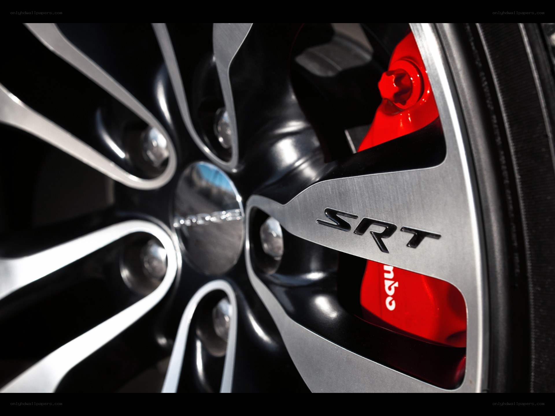 SRT wheel with red brake caliper