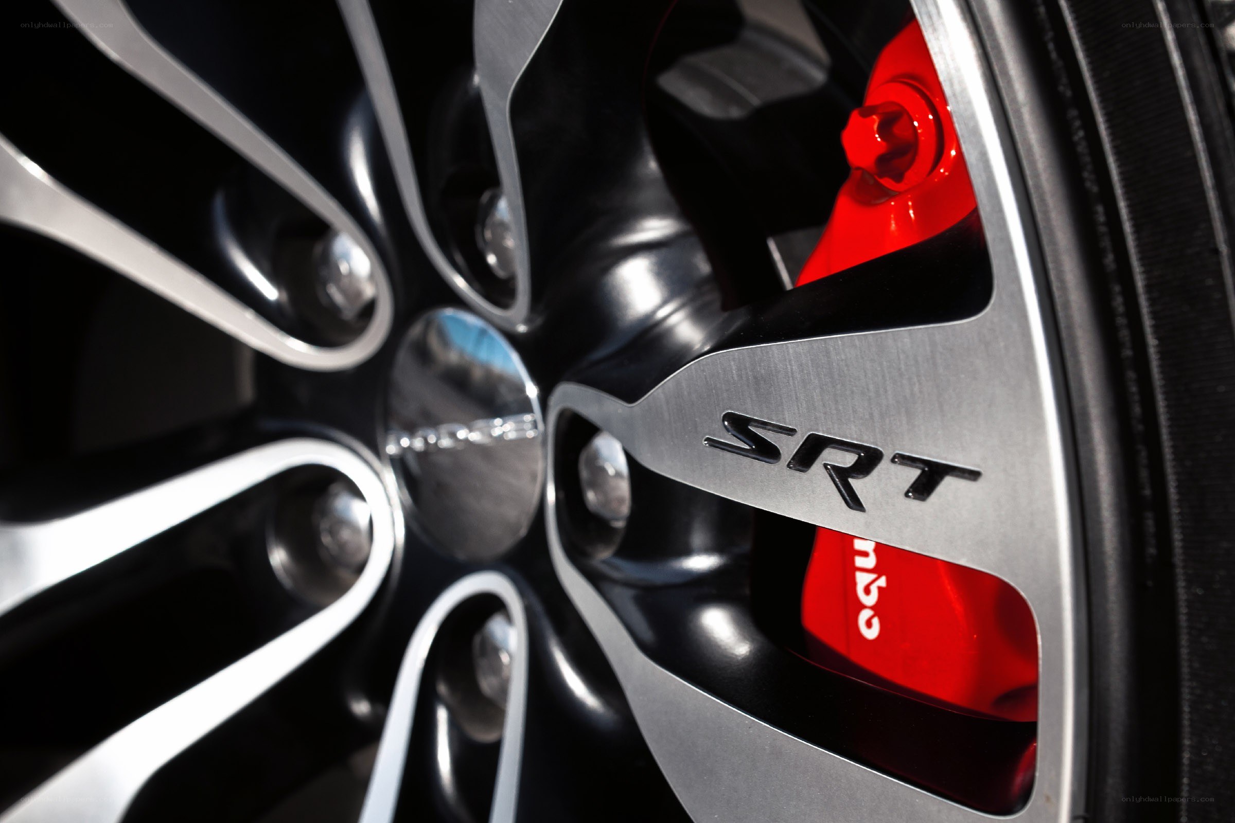 SRT wheel with red brake caliper