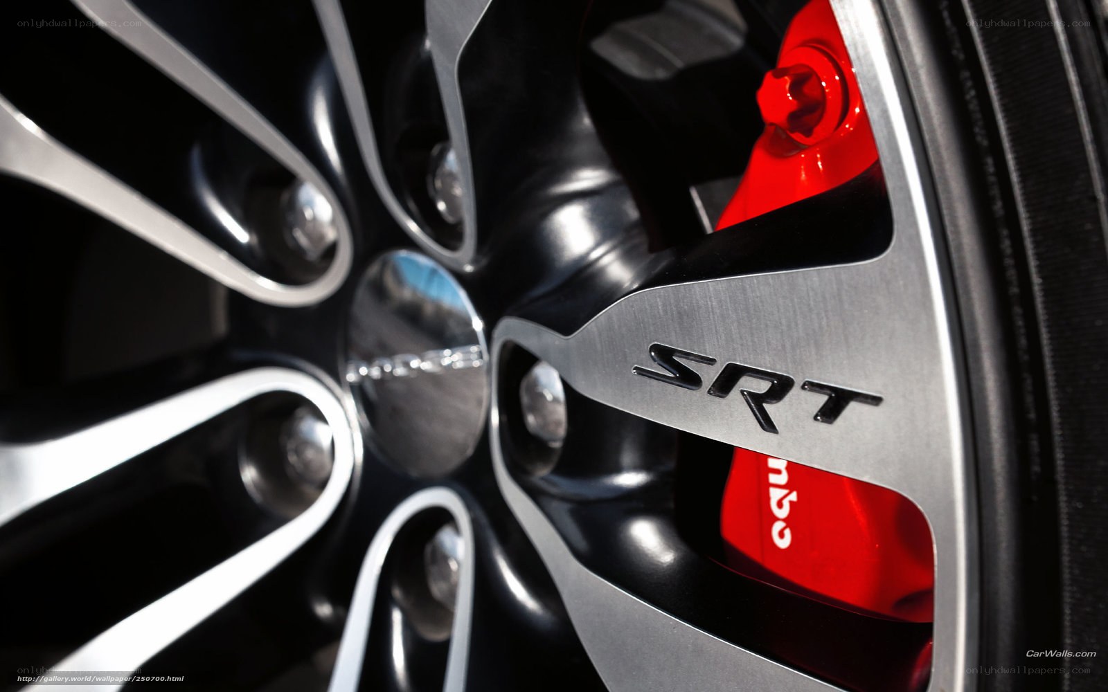 SRT wheel with red brake caliper