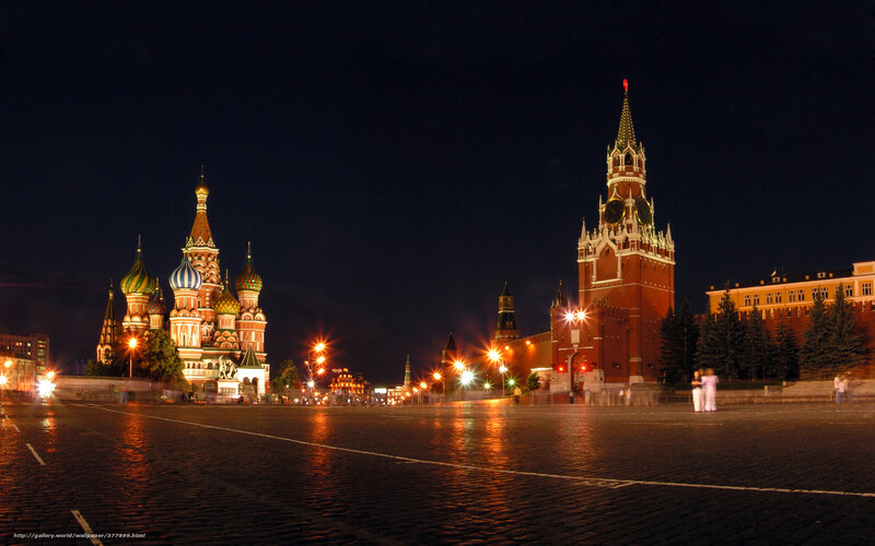 St. Basil's Cathedral — Black, Dramatic, Night, Photograph, Red Square