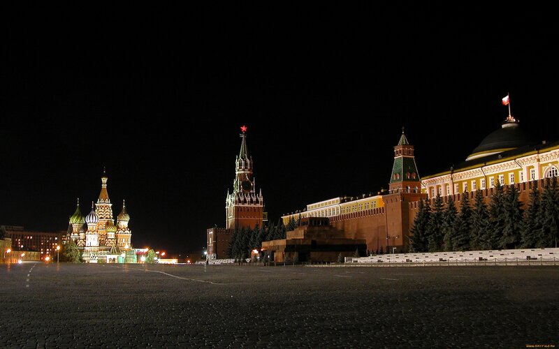 St. Basil's Cathedral — Black, Dramatic, Night