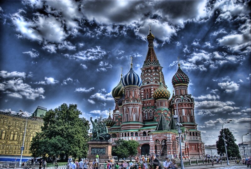 St. Basil's Cathedral — Blue, Dramatic, Afternoon, Photograph, Statue