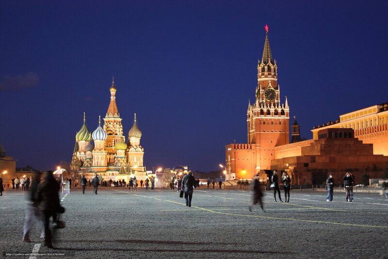 St. Basil's Cathedral — Blue, Dramatic, Night, Photograph, Red Square