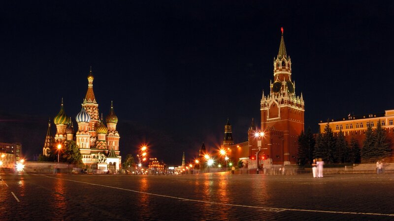 St. Basil's Cathedral — Red, Dramatic, Night, Photograph, Red Square