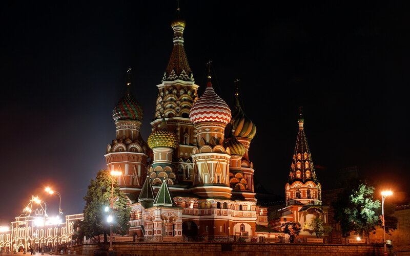 St. Basil's Cathedral — Red, Dramatic, Night, Photograph