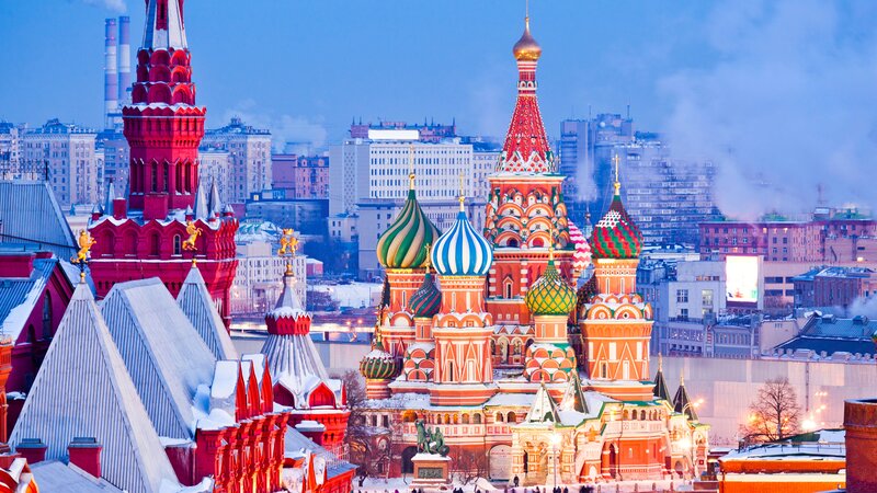 St. Basil's Cathedral — Red, Dramatic, Winter, Photograph, Snow, Kremlin