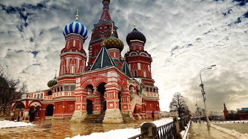 St. Basil's Cathedral — Red, Dramatic, Winter, Photograph, Snow