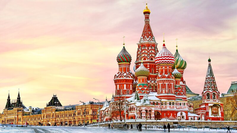 St. Basil's Cathedral — Red, Serene, Winter, Photograph, Snow