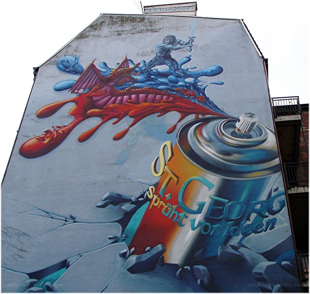 St. George mural on building