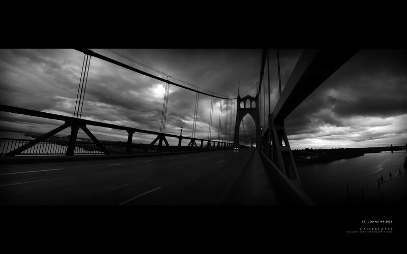St. Johns Bridge — Black, Dramatic