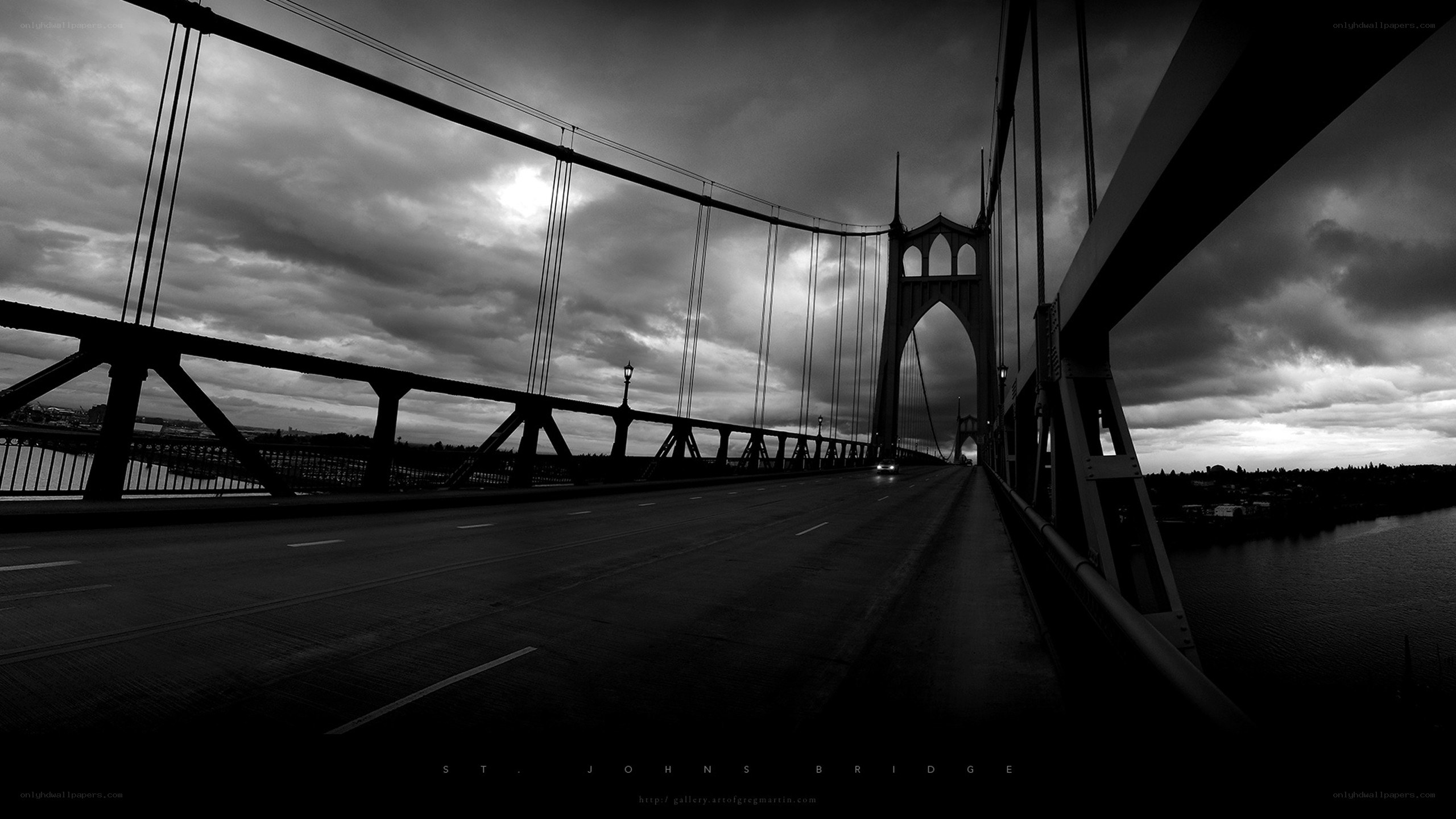 St. Johns Bridge under stormy sky