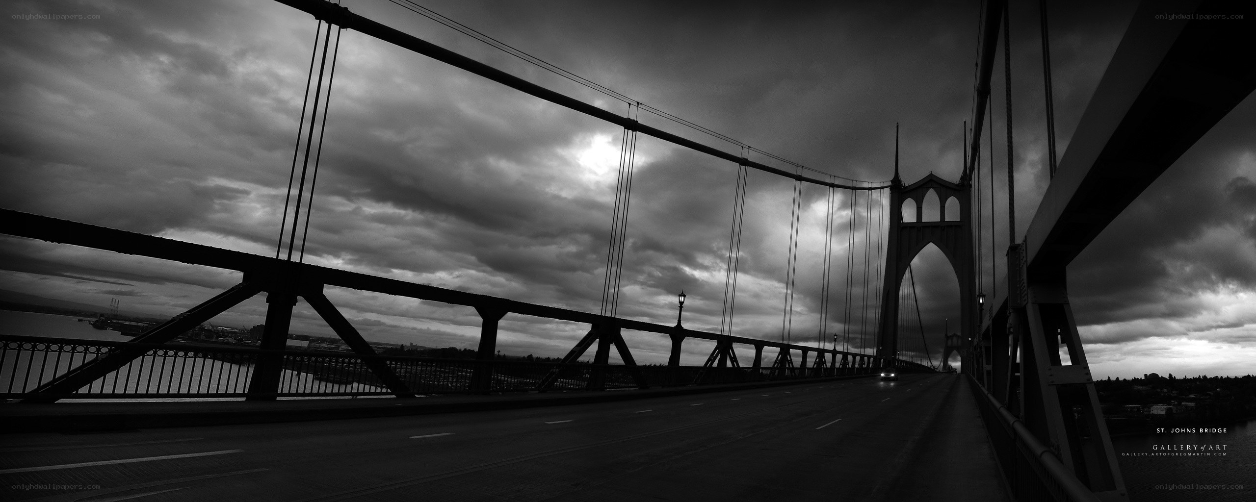 St. Johns Bridge under stormy sky