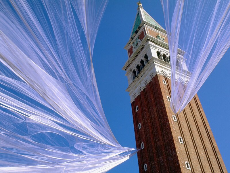 St. Mark's Campanile with fabric art