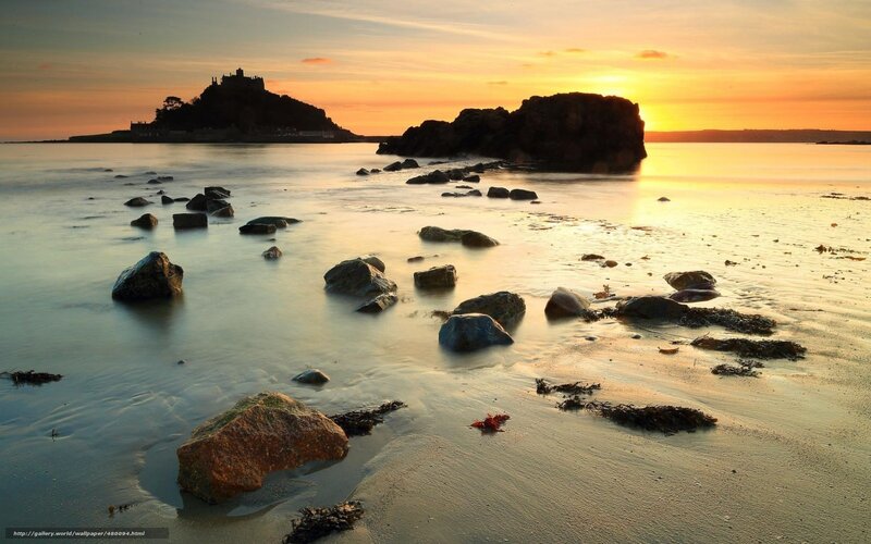 St Michael's Mount at Sunset — Orange, Serene