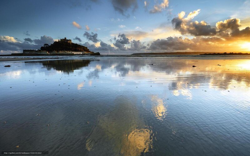 St Michael's Mount — Blue, Serene, Sunset, Photograph, Castle