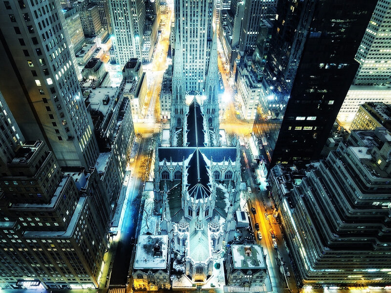 St. Patrick's Cathedral — Blue, Dramatic, Night