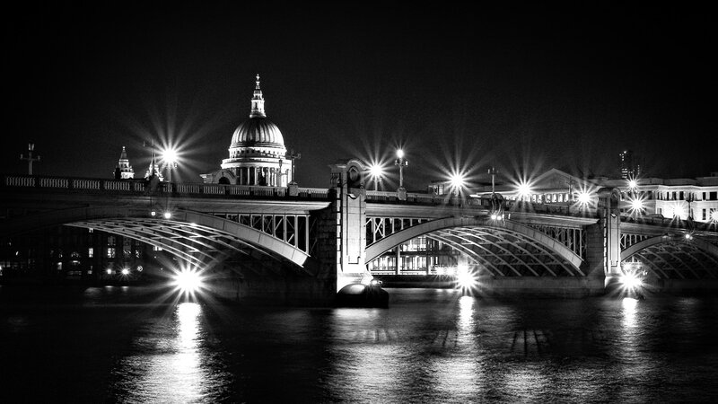 St Paul's Cathedral at Night — Black, Dramatic, Photograph