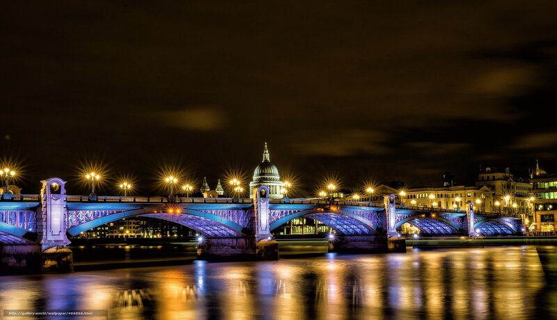 St Paul's Cathedral at Night — Blue, Dramatic, Photograph, Bridge, River, City Lights