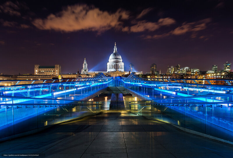 St Paul's Cathedral at Night — Blue, Dramatic, Photograph, Bridge