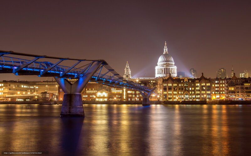 St Paul's Cathedral at Night — Blue, Serene, Photograph, Millennium Bridge