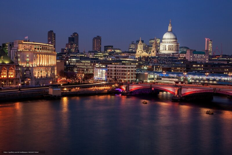 St Paul's Cathedral at Night — Blue, Serene, Photograph, River Thames
