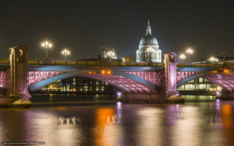 St Paul's Cathedral at Night — Purple, Dramatic, Photograph, Bridge