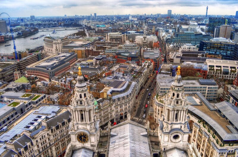 St Paul's Cathedral Towers — Gray, Dramatic, Afternoon, Photograph, London Skyline, River Thames