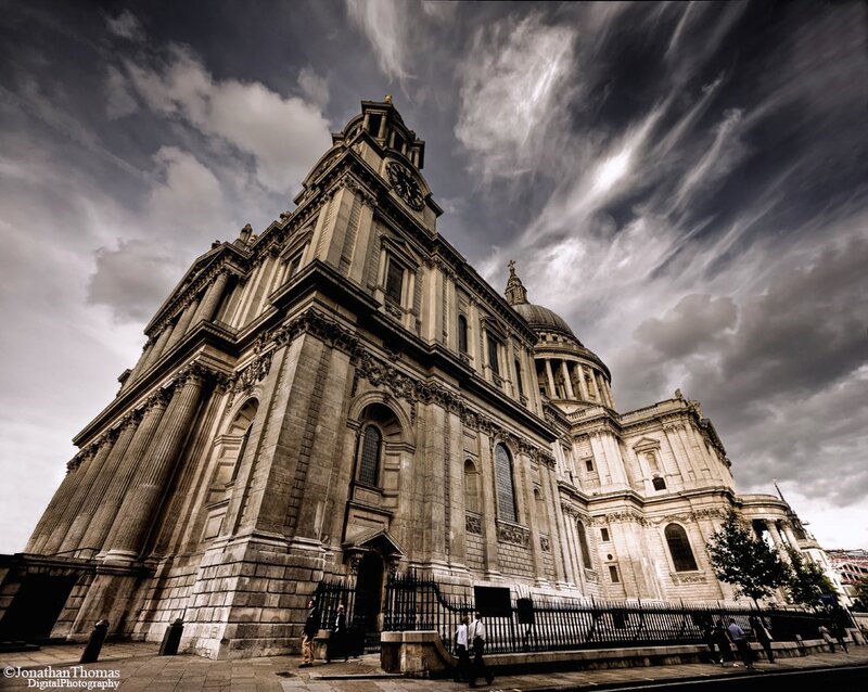 St Paul's Cathedral under stormy sky