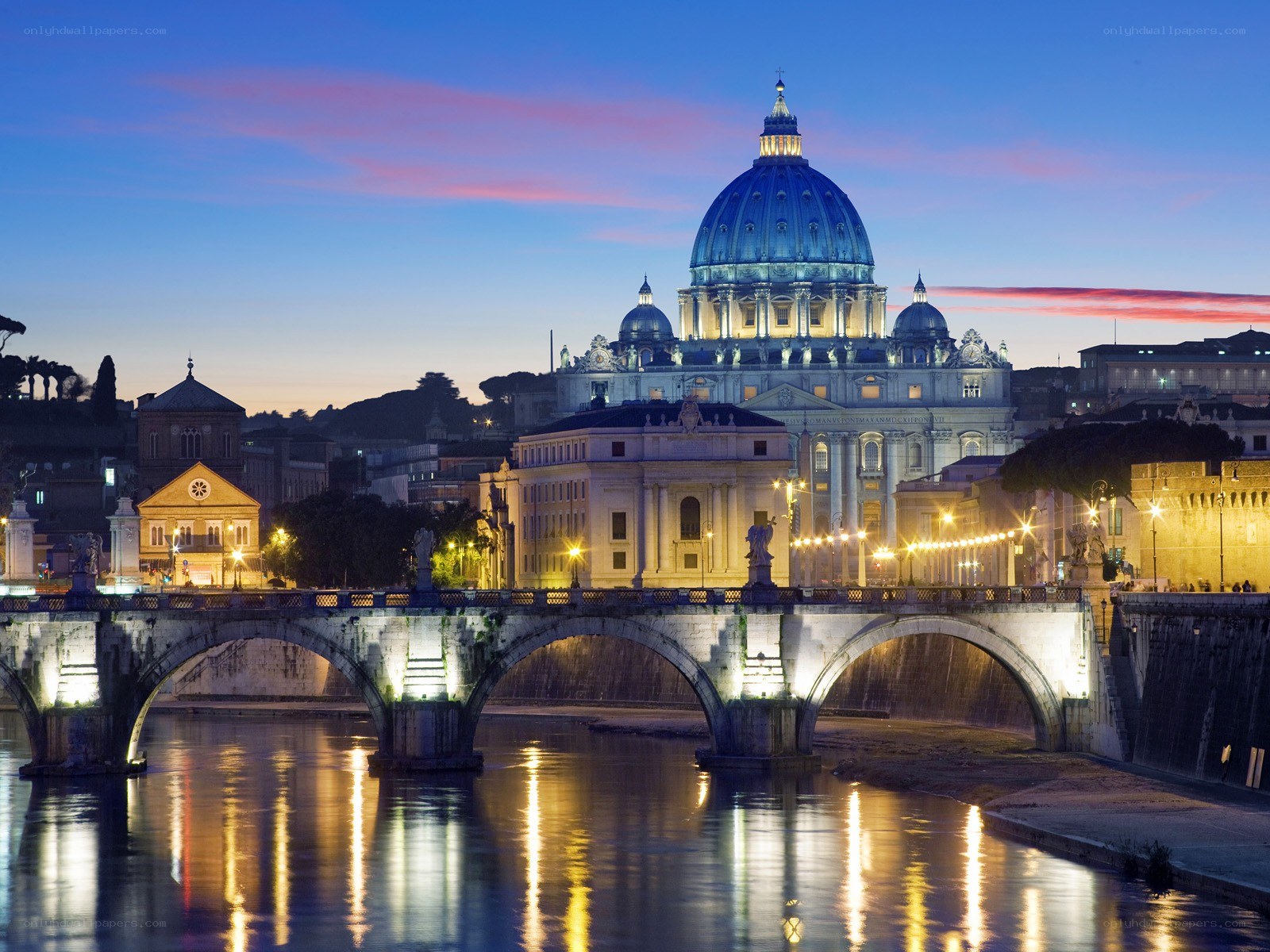 St. Peter's Basilica at dusk
