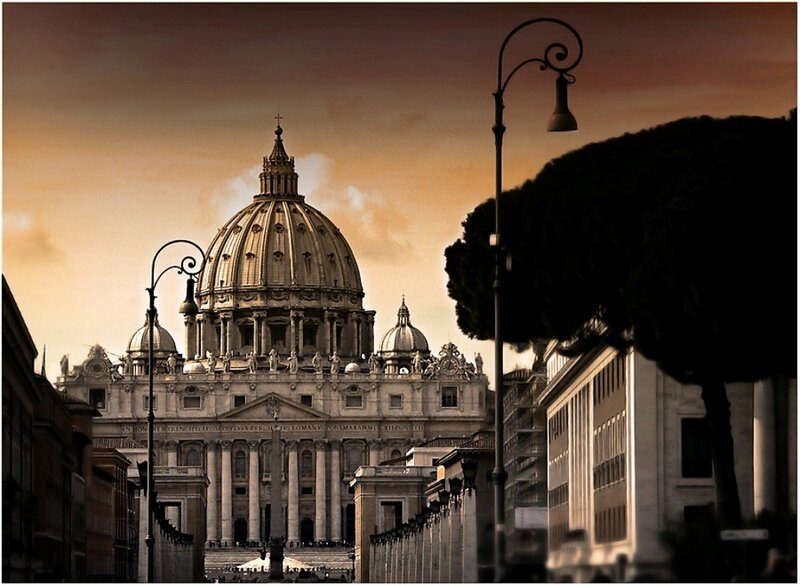 St. Peter's Basilica at dusk