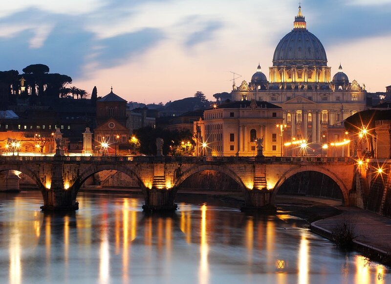 St. Peter's Basilica at Dusk — Blue