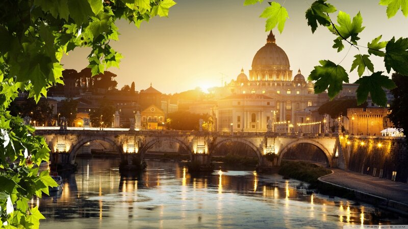 St. Peter's Basilica at Dusk — Gold, Serene